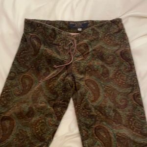 Hippie boot cut paisley w suede lace up front